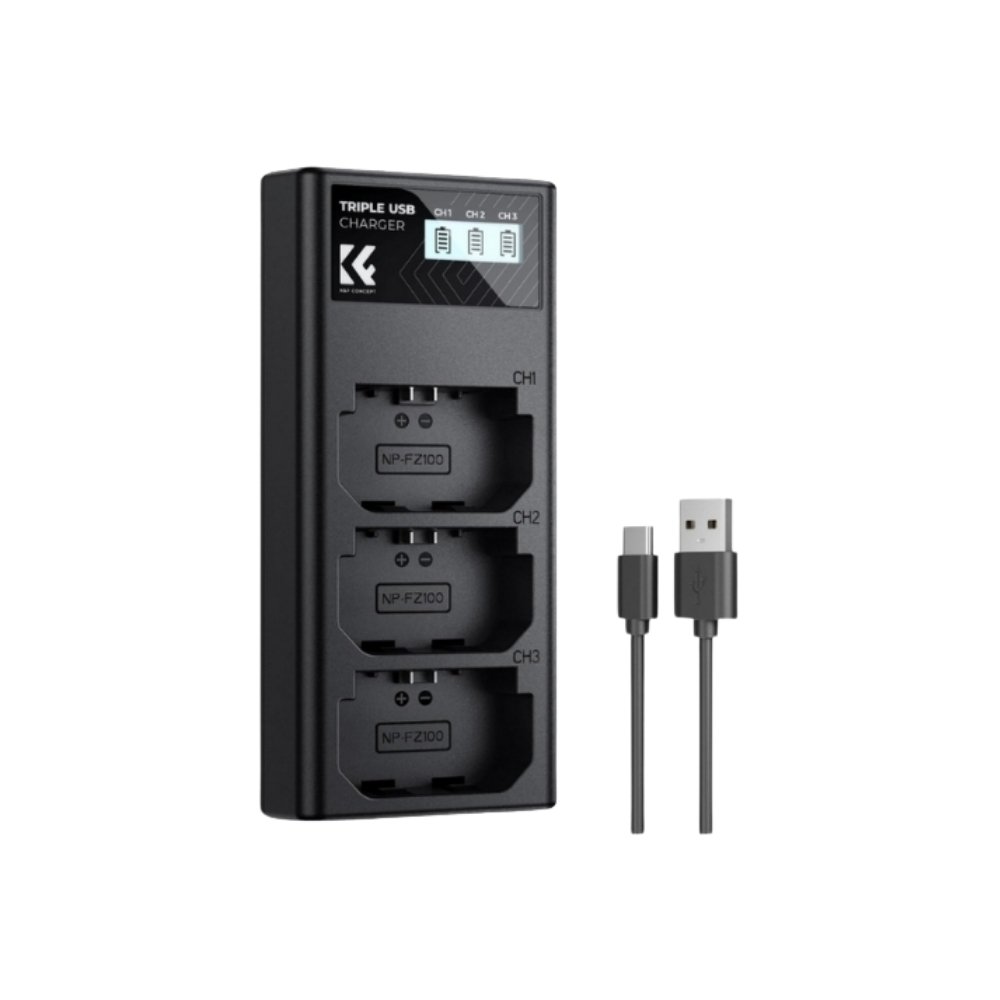 K&F Concept Chargeur hub NP-FZ100 avec écran LCD pour Sony